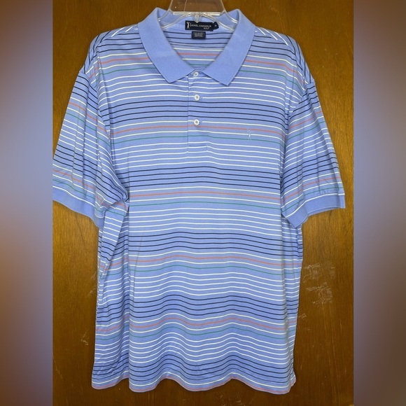 Cremieux Golf Blue Label Multi-Stripe Classic Fit Jersey Short Sleeve Polo Shirt - Picture 1 of 7